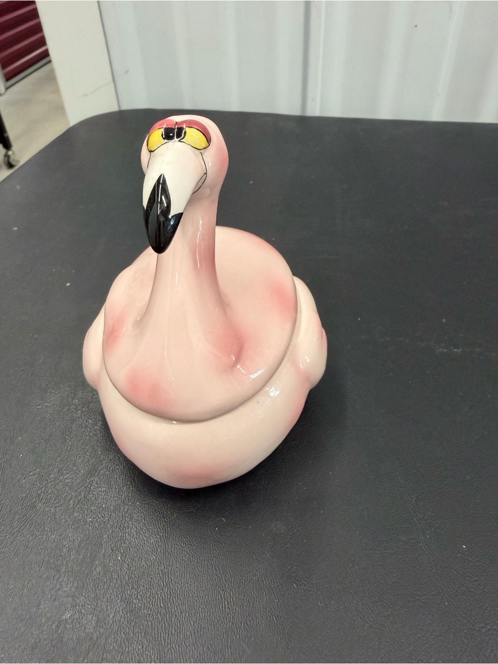Glossy Pink Ceramic Flamingo Trinket Dish - Decorative Accent